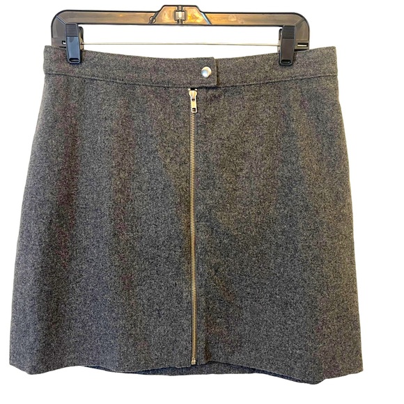 Madewell Grey Wool Blend Zip Front Skirt Size 10 - Picture 2 of 9